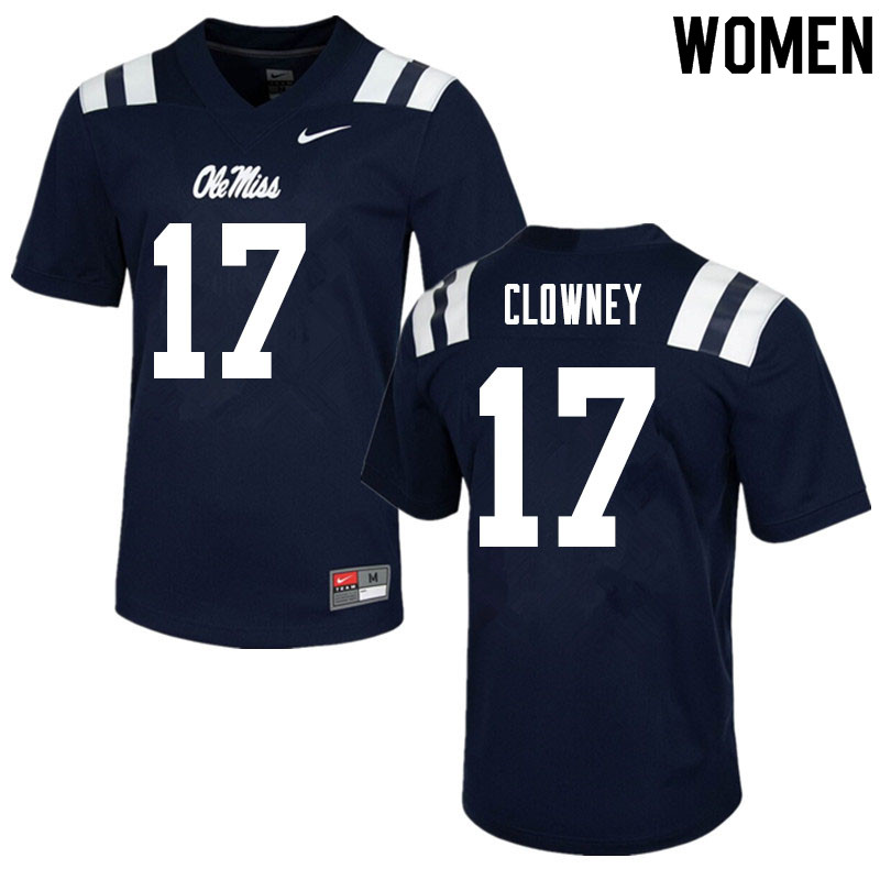 Demon Clowney Ole Miss Rebels NCAA Women's Navy #17 Stitched Limited College Football Jersey LKS6058BN